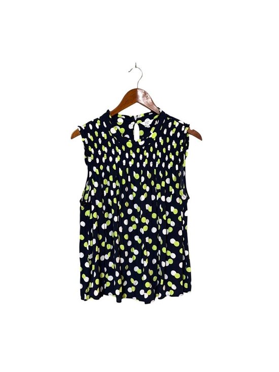 crown & ivy Tops - Crown & Ivy Womens Polka Dot Sleeveless Top Navy/Green/White XL Career Datenight